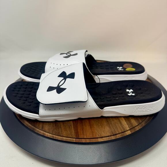 Under Armour UA Ignite Pro Men's Slides Sandals White/Black Size 18 NWT - Picture 3 of 9